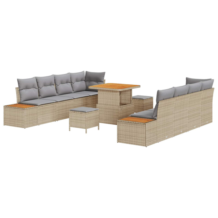 Havesofa Sæt med pude 11 pcs Beige og lys grå