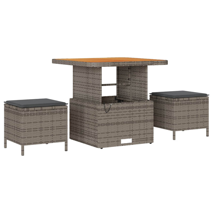 Havesofa Sæt 11 pcs Grå Poly Rattan og Pulverlakeret Stål
