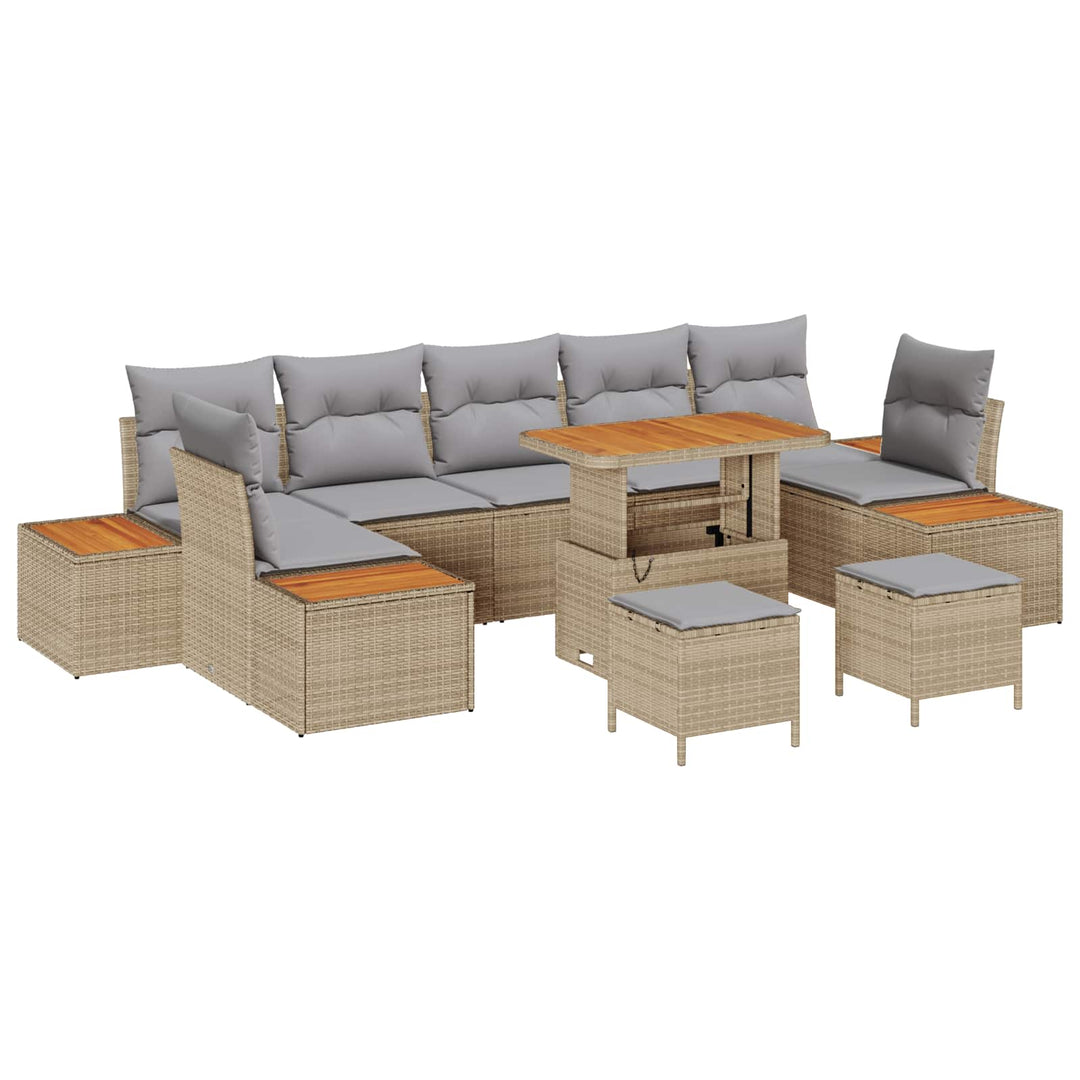 Havesofa Sæt med pude 10 pcs Beige og lys grå