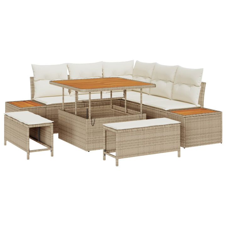 Havesofa Sæt med pude 8 pcs Beige og creme