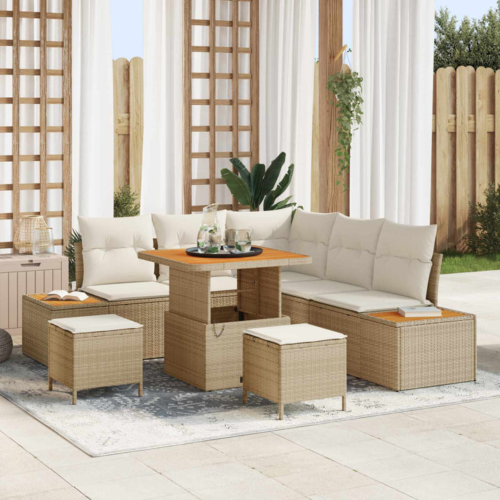 Havesofa Sæt med pude 8 pcs Beige og creme