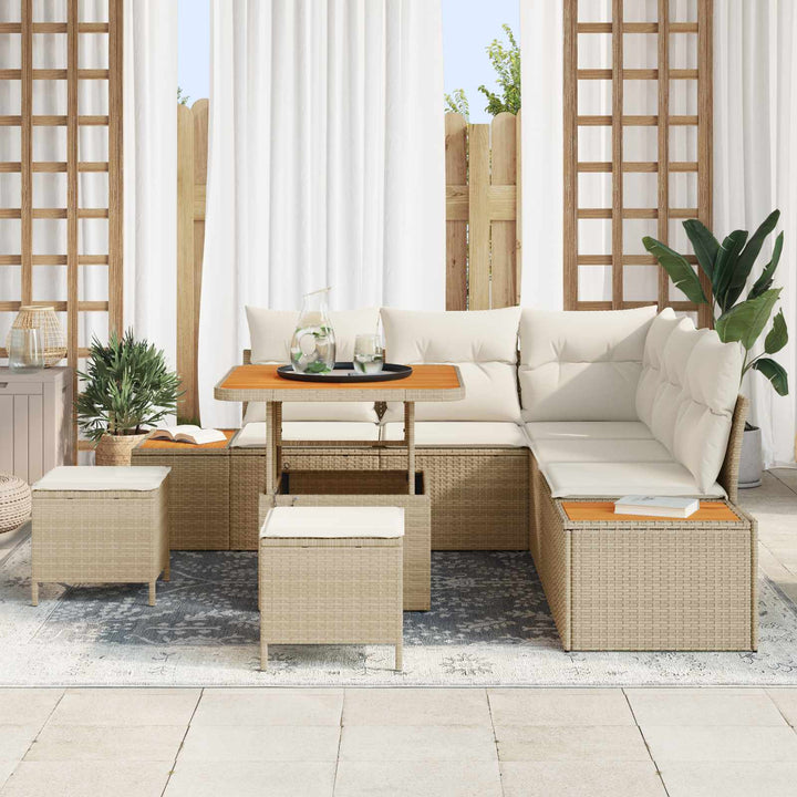 Havesofa Sæt med pude 8 pcs Beige og creme