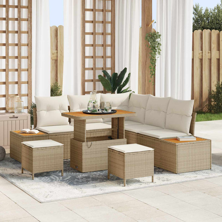 Havesofa Sæt med pude 8 pcs Beige og creme