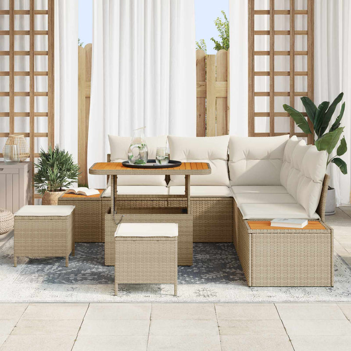 Havesofa Sæt med pude 8 pcs Beige og creme