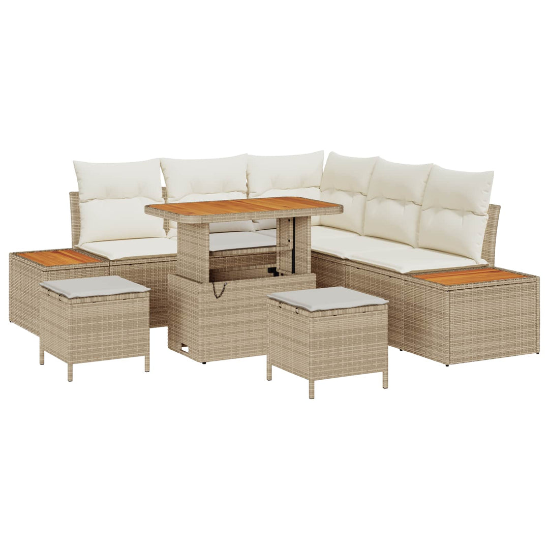 Havesofa Sæt med pude 8 pcs Beige og creme