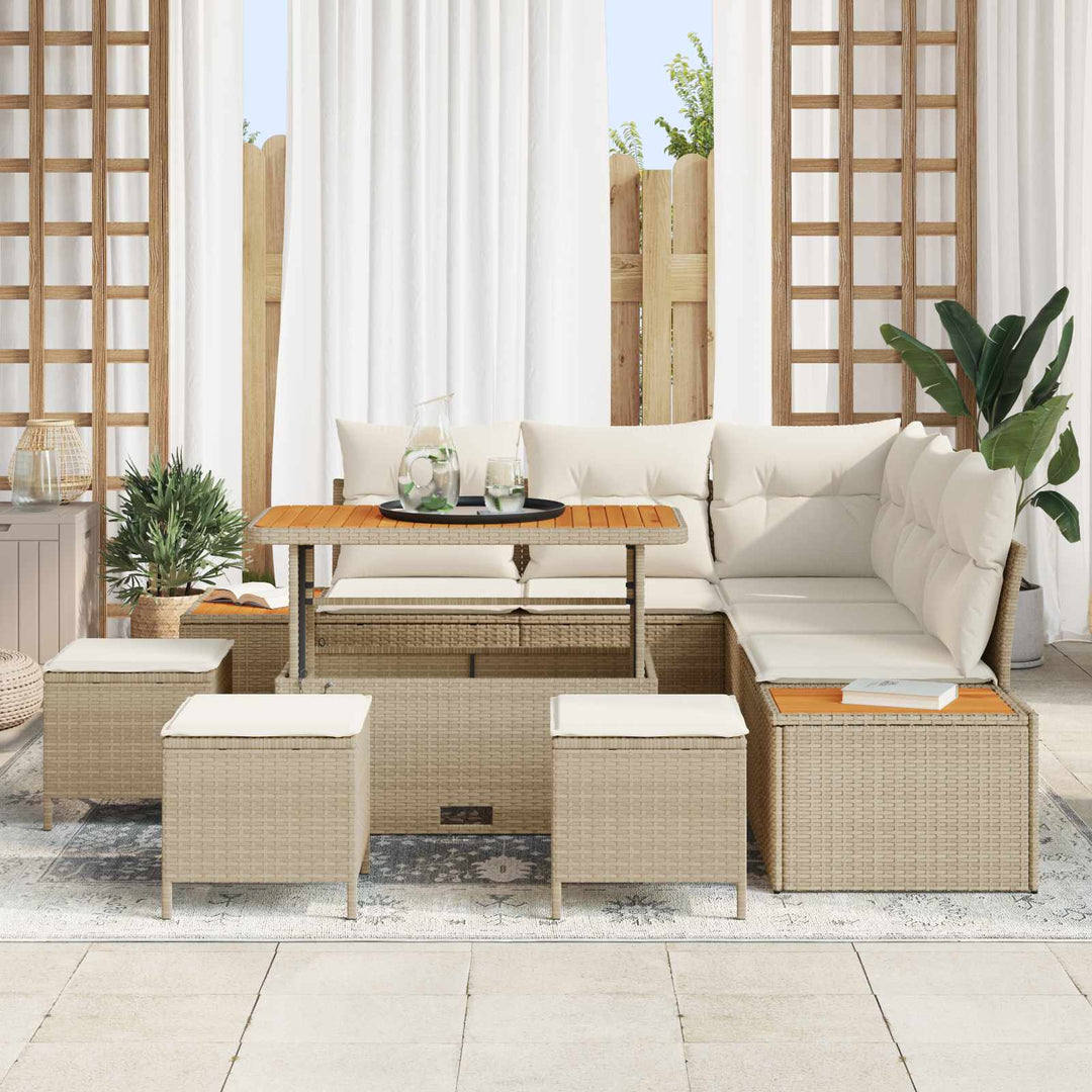 Havesofa Sæt med pude 9 pcs Beige og creme