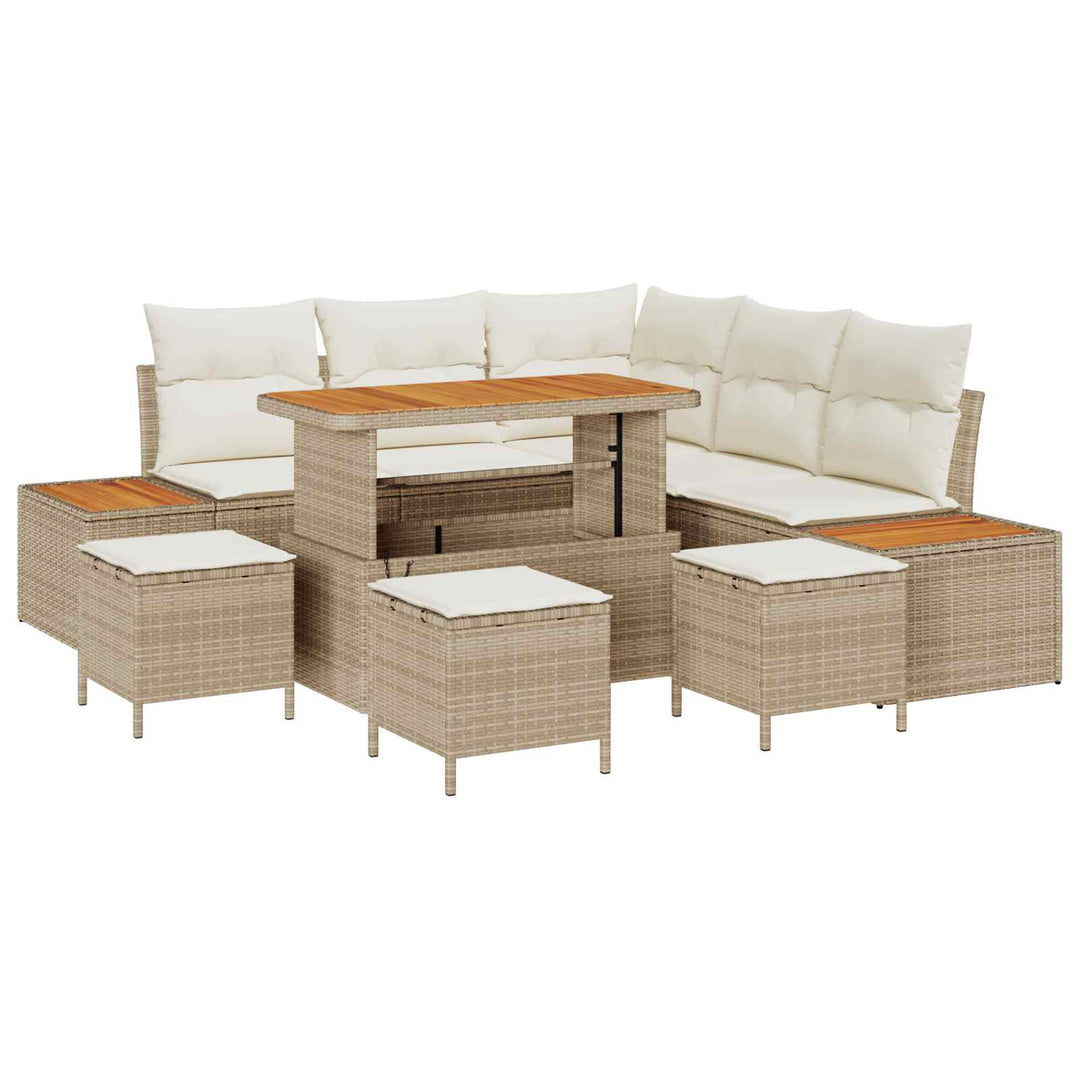 Havesofa Sæt med pude 9 pcs Beige og creme