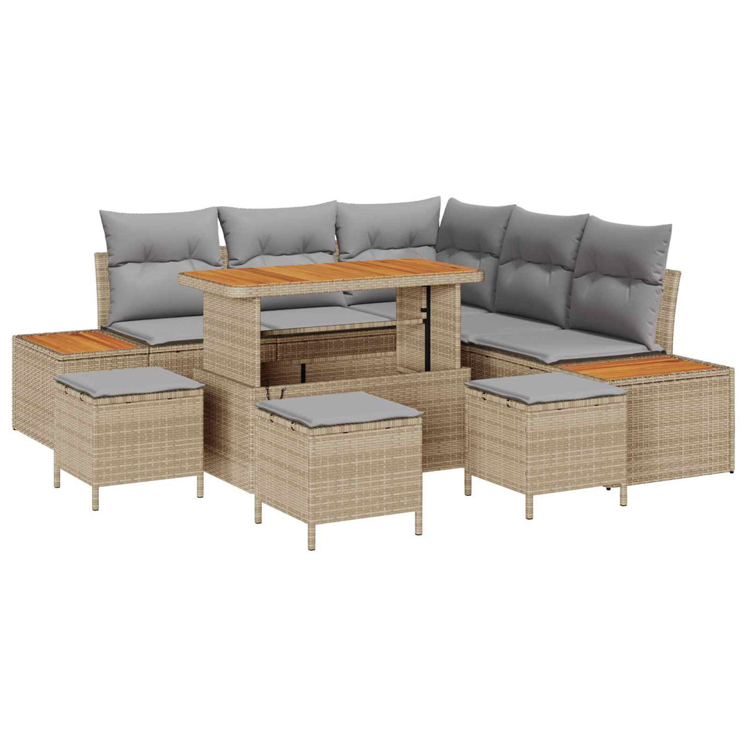 Havesofa Sæt med pude 9 pcs Beige og lys grå
