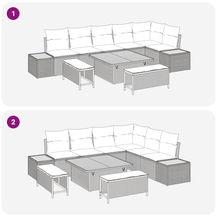 Havesofa Sæt med pude 9 pcs Sort og Cream