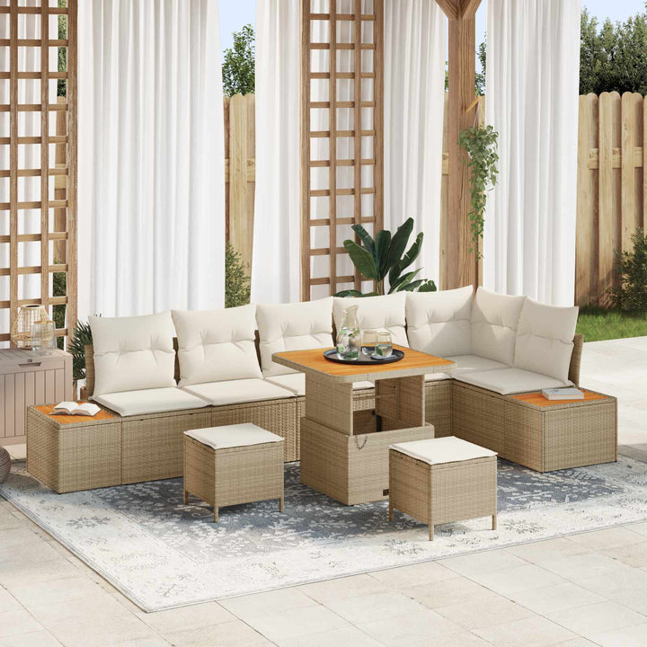 Havesofa Sæt med pude 9 pcs Beige og creme