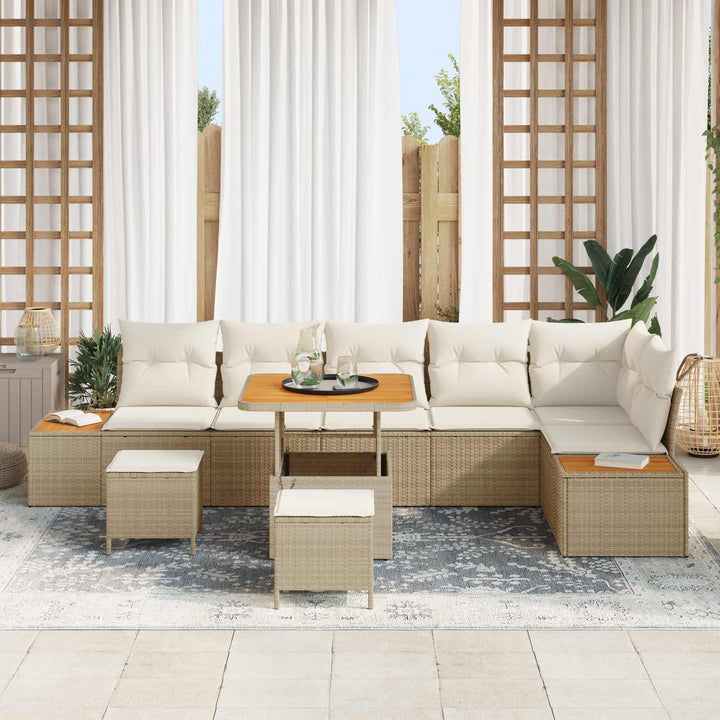 Havesofa Sæt med pude 9 pcs Beige og creme