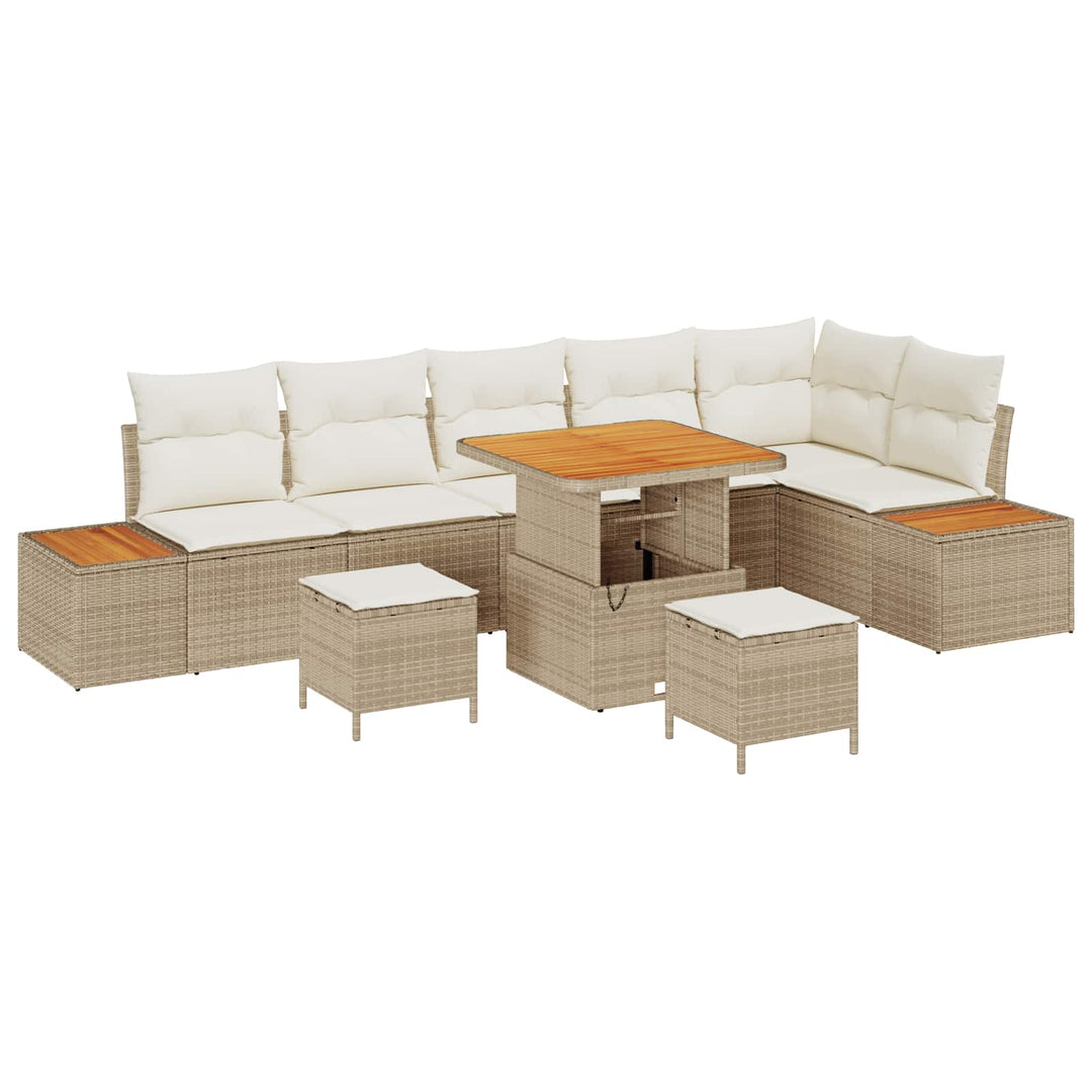 Havesofa Sæt med pude 9 pcs Beige og creme