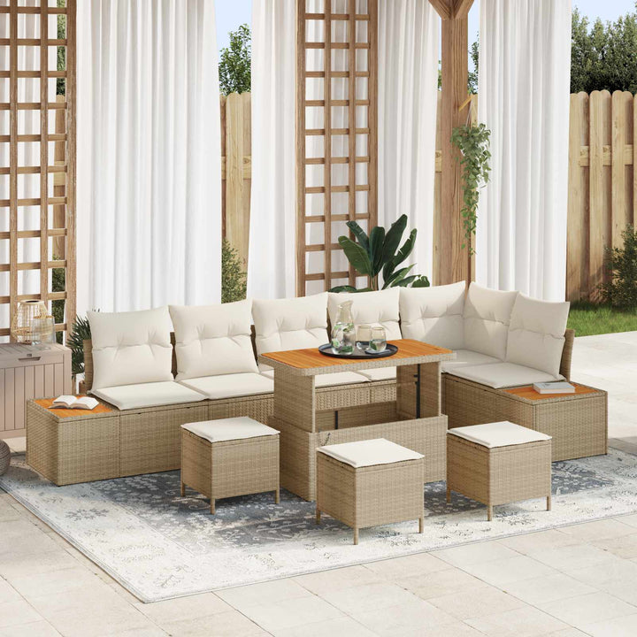 Havesofa Sæt med pude 10 pcs Beige og creme