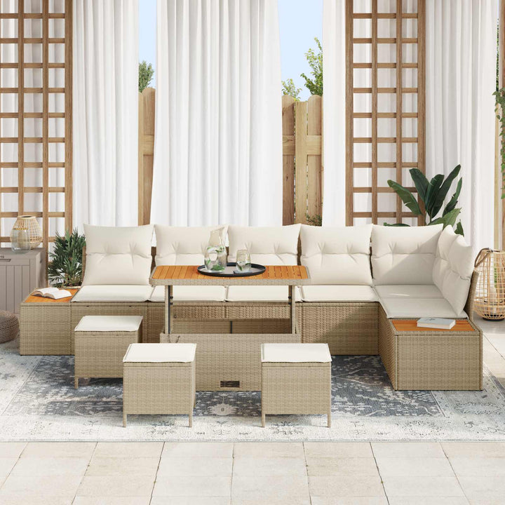 Havesofa Sæt med pude 10 pcs Beige og creme