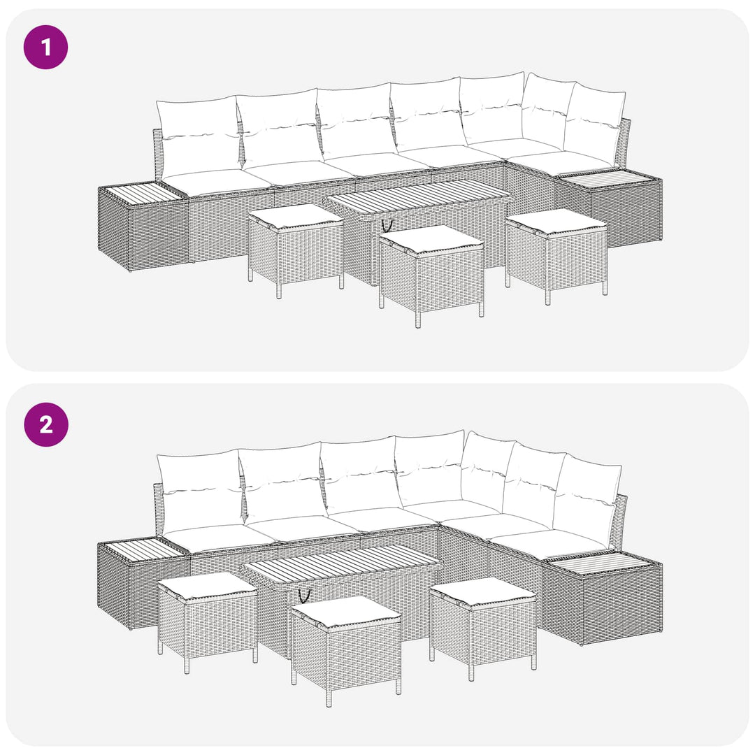 Havesofa Sæt med pude 10 pcs Beige og creme
