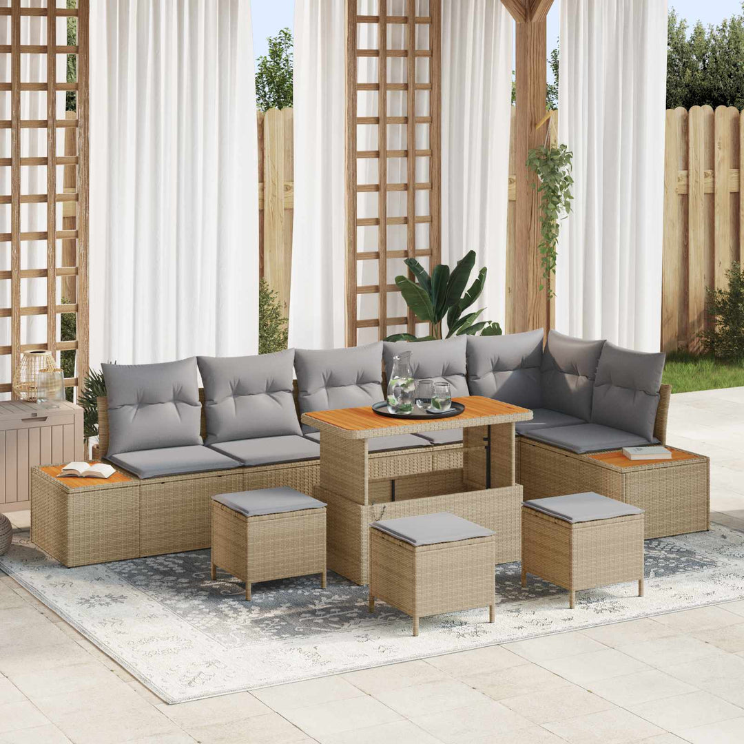 Havesofa Sæt med pude 10 pcs Beige og lys grå