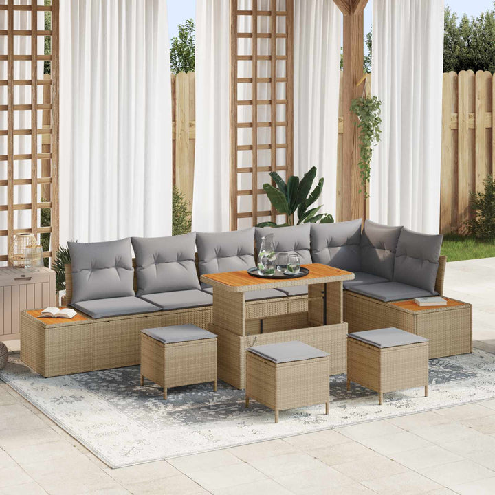 Havesofa Sæt med pude 10 pcs Beige og lys grå