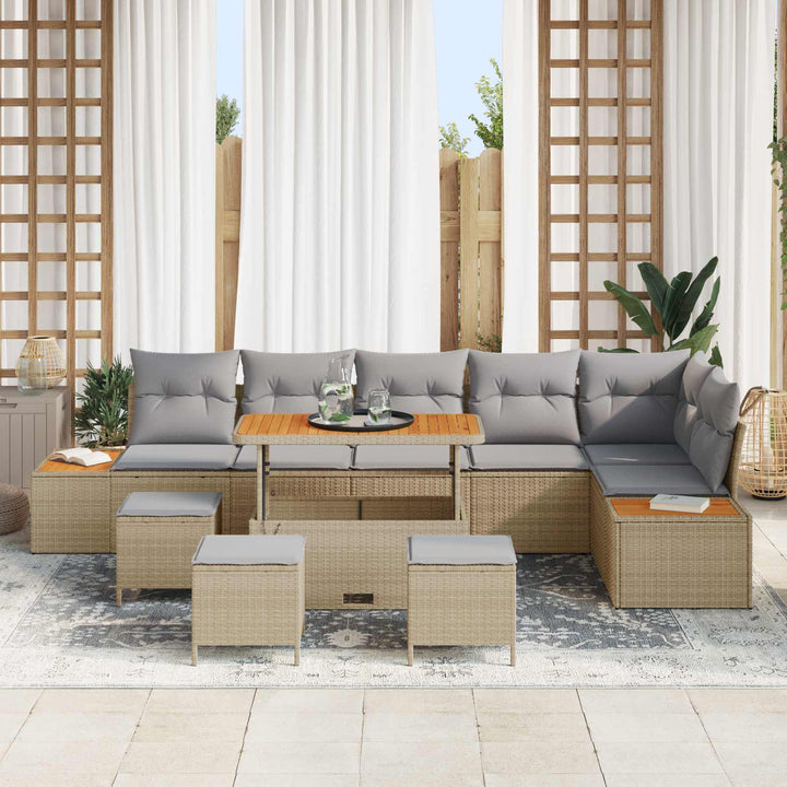 Havesofa Sæt med pude 10 pcs Beige og lys grå