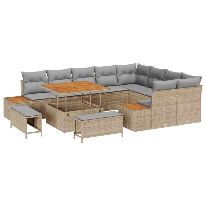Havesofa Sæt med pude 12 pcs Beige og lys grå