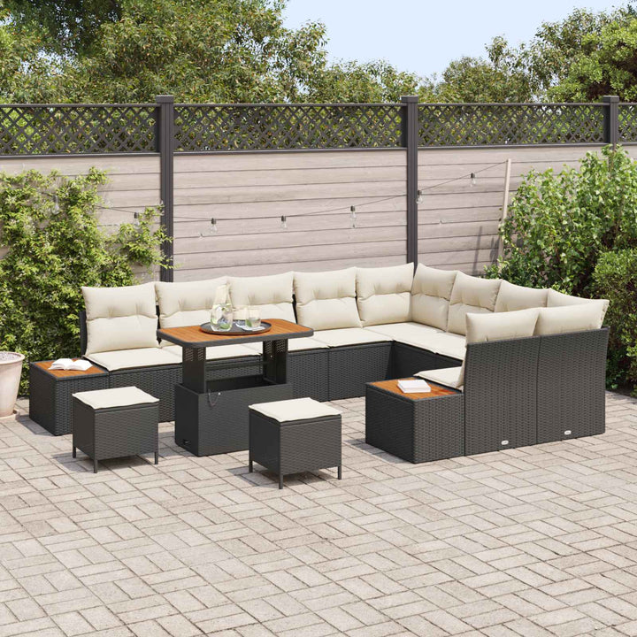 Havesofa Sæt med pude 12 pcs Sort og Cream