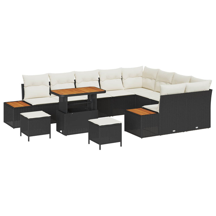 Havesofa Sæt med pude 12 pcs Sort og Cream
