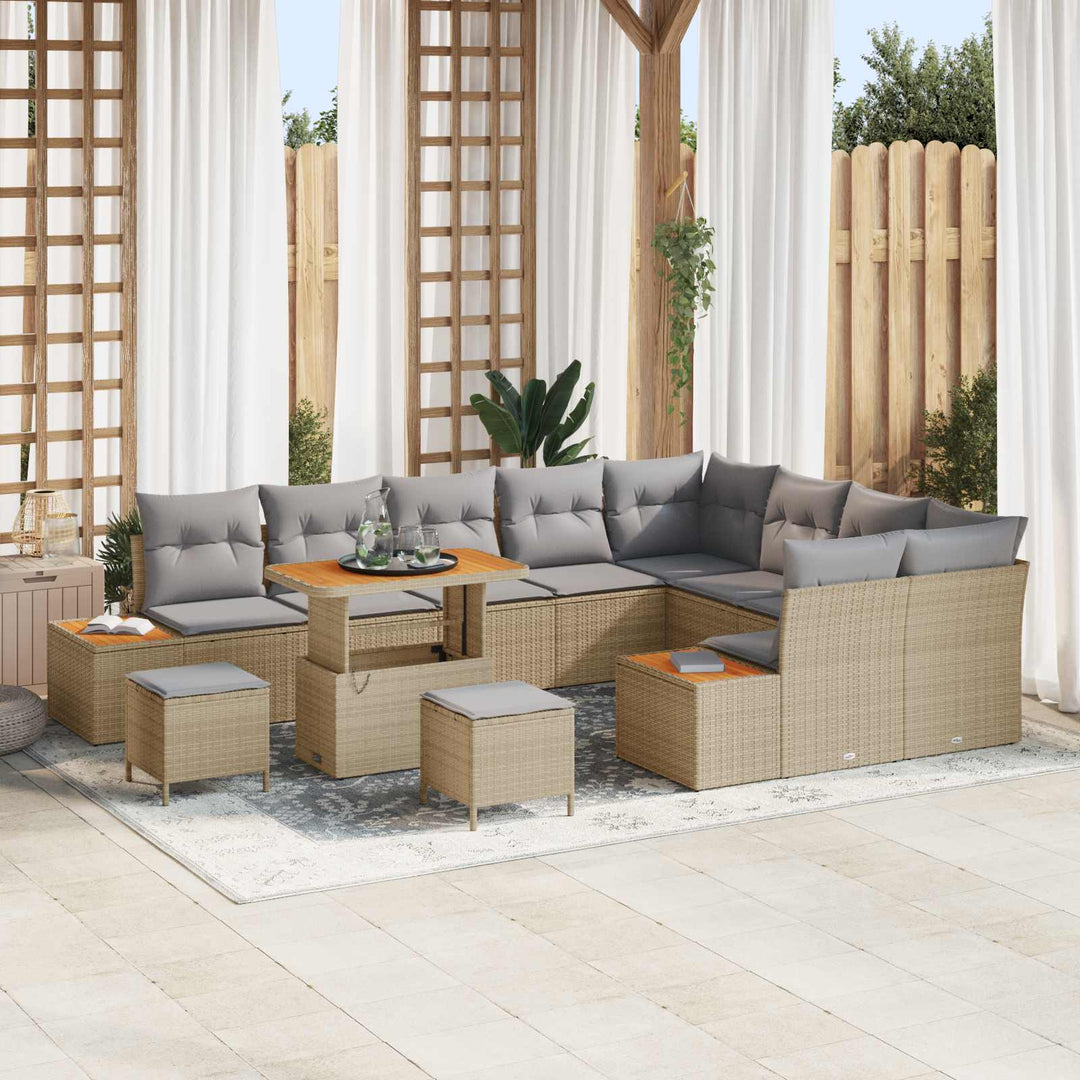 Havesofa Sæt med pude 12 pcs Beige og lys grå