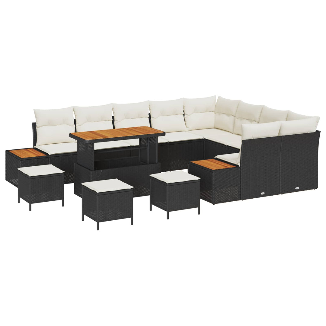 Havesofa Sæt med pude 13 pcs Sort og Cream