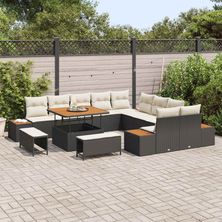 Havesofa Sæt med pude 13 pcs Sort og Cream