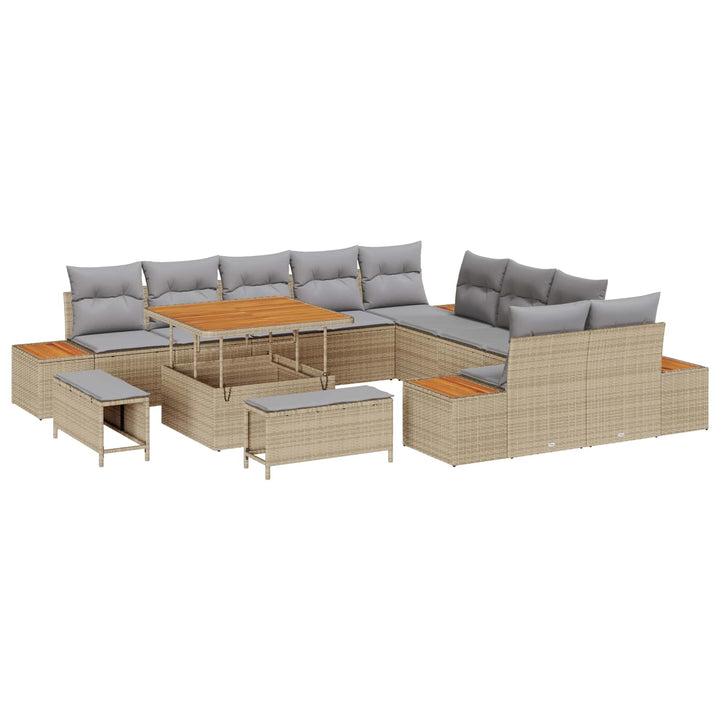 Havesofa Sæt med pude 13 pcs Beige og lys grå
