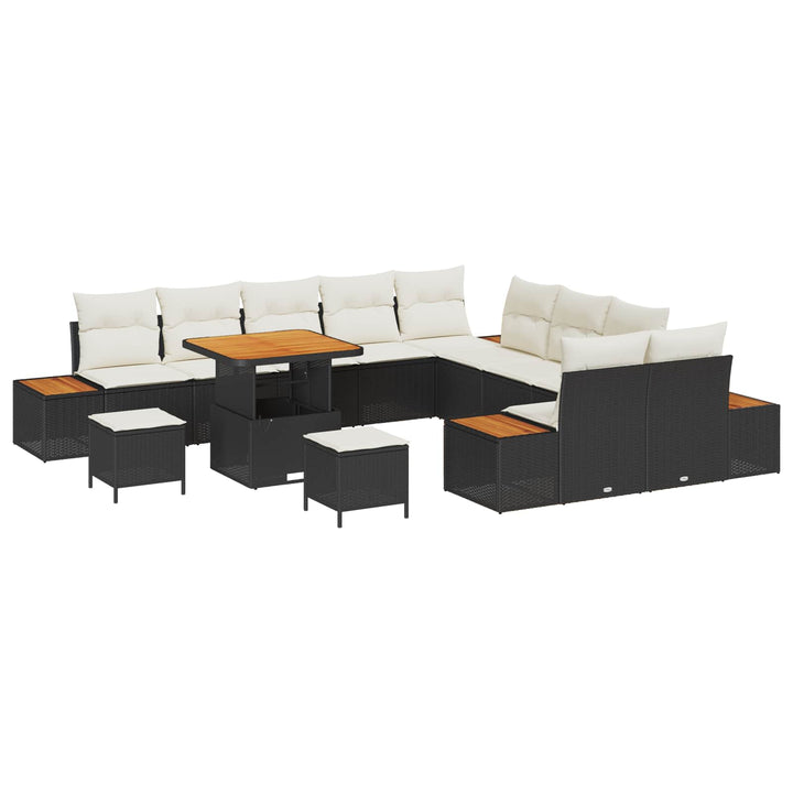 Havesofa Sæt med pude 13 pcs Sort og Cream