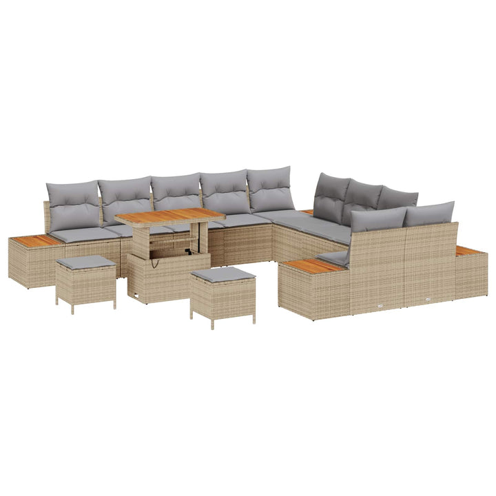 Havesofa Sæt med pude 13 pcs Beige og lys grå