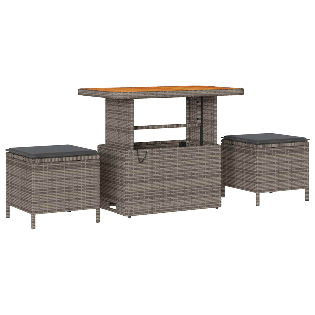 Havesofa Sæt 13 pcs Grå Poly Rattan og Pulverlakeret Stål