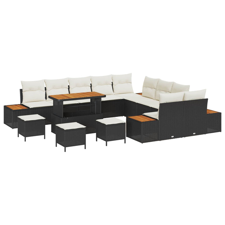 Havesofa Sæt med pude 14 pcs Sort og Cream
