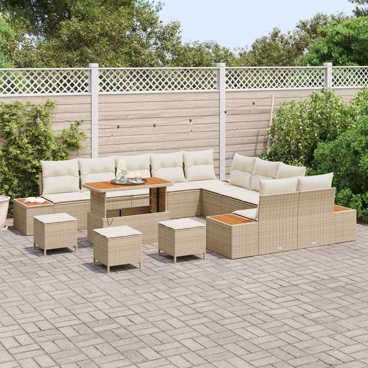Havesofa Sæt med pude 14 pcs Beige og creme