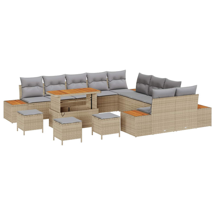 Havesofa Sæt med pude 14 pcs Beige og lys grå