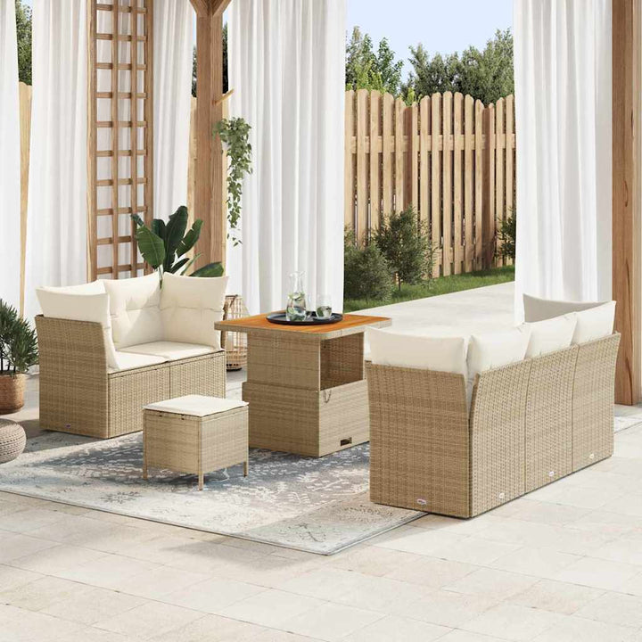 Havesofa Sæt 8 stk. 5-Antal sæder Beige og creme polyrattan