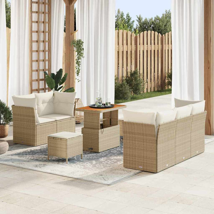 Havesofa Sæt 8 stk. 5-Antal sæder Beige og creme polyrattan