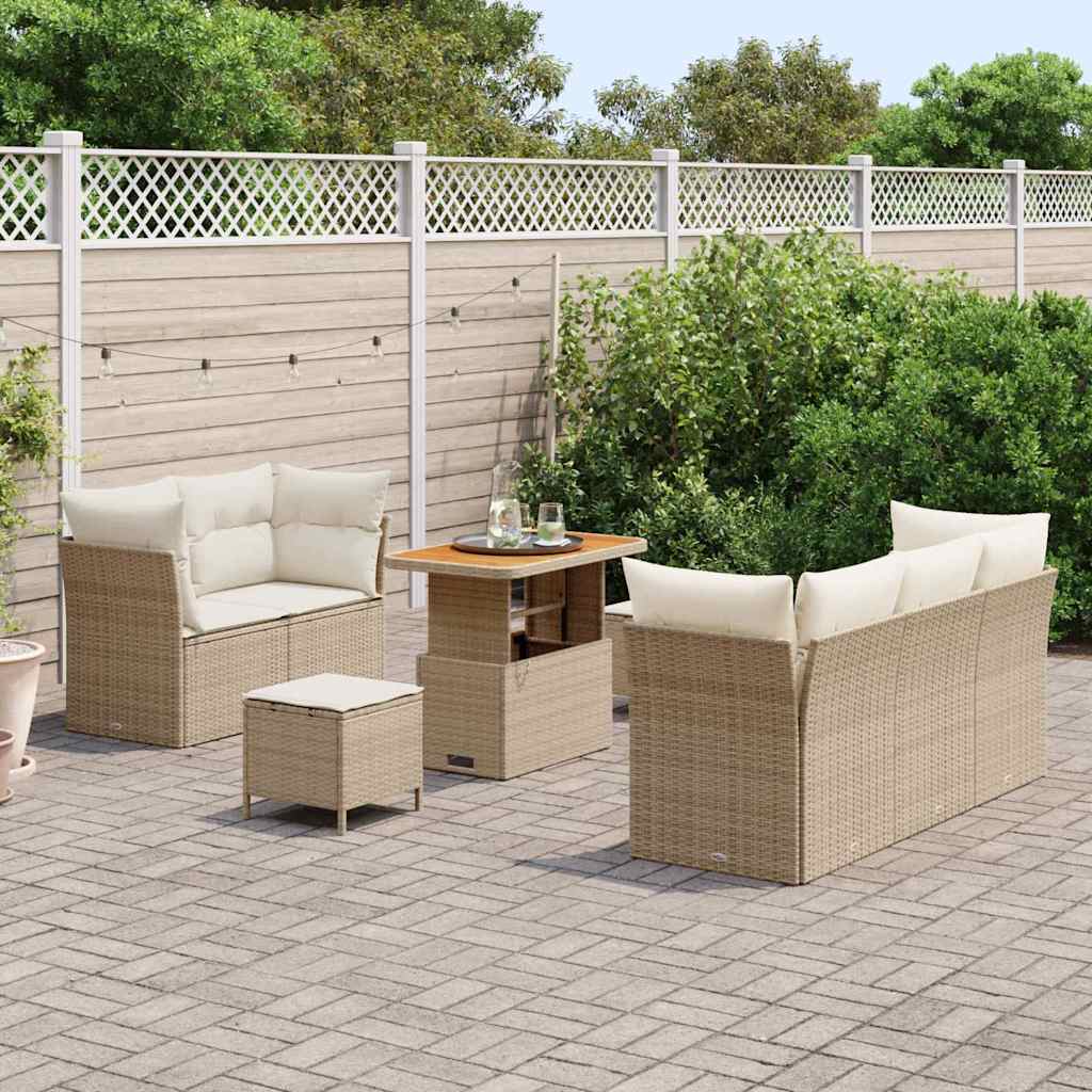 Havesofa Sæt 8 stk. 5-Antal sæder Beige og creme polyrattan