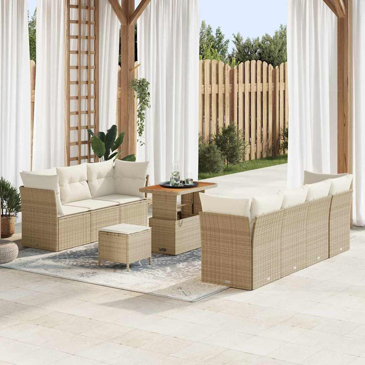 Havesofa Sæt med pude 10 pcs beige og cremefarvet
