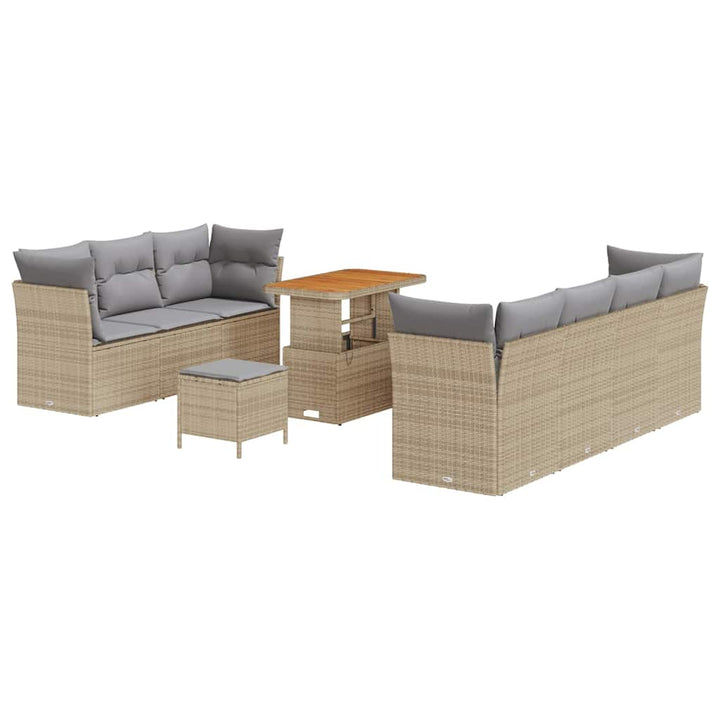 Havesofa Sæt med pude med opbevaring 10 pcs beige og lysegrå