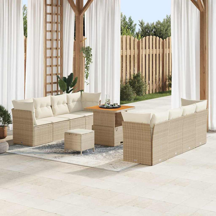 Havesofa Sæt 11 stk. 8-Antal sæder Beige og creme polyrattan