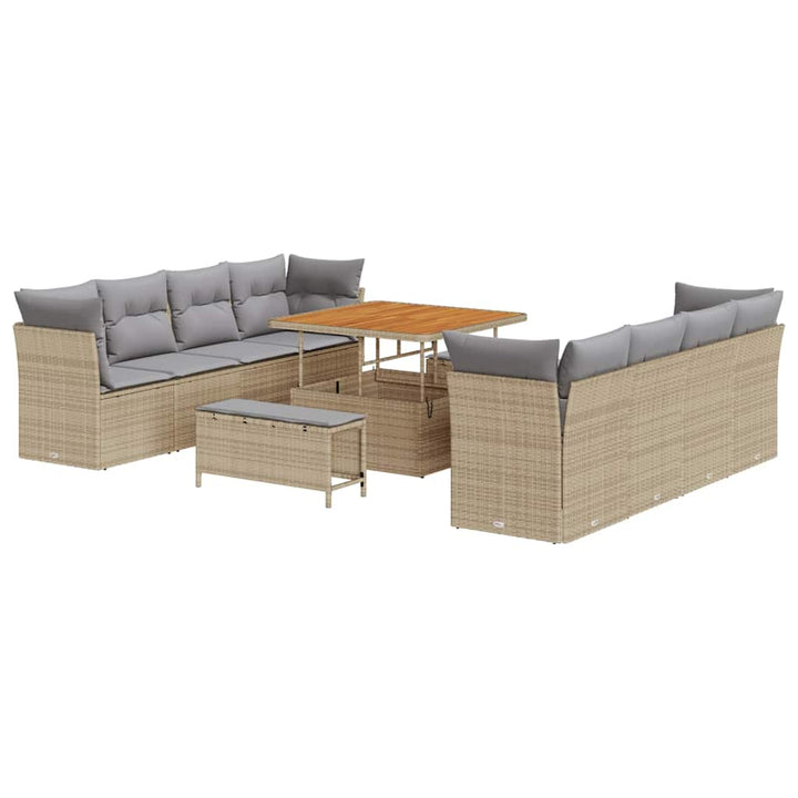 Havesofa Sæt med pude med opbevaring 11 pcs beige og lysegrå