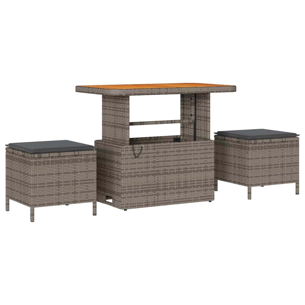 Havesofa Sæt 10 pcs Grå Polyrattan og pulverlakeret stål