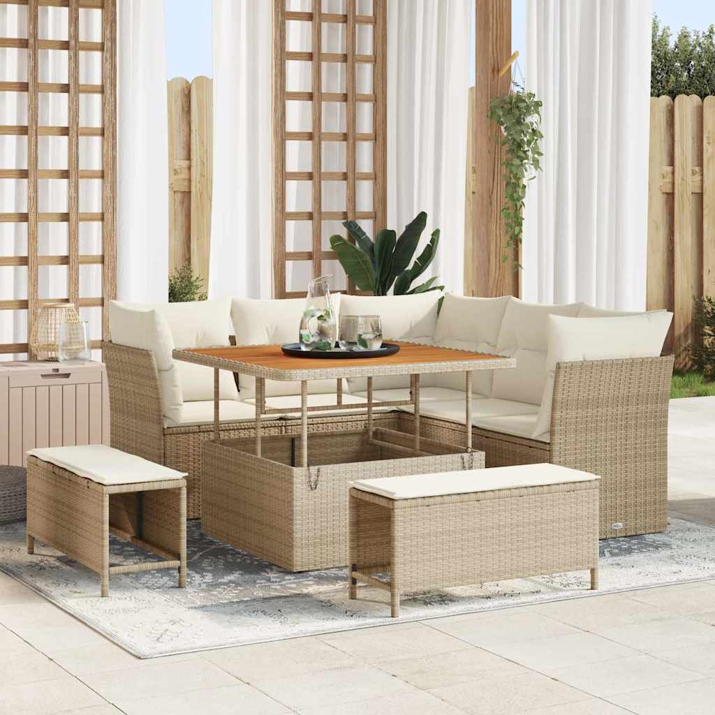 Havesofa Sæt 8 stk. 5-Antal sæder Beige og creme polyrattan