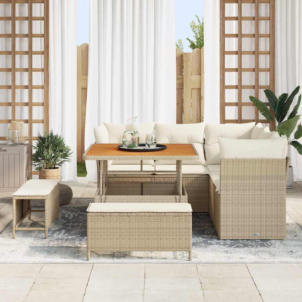 Havesofa Sæt 8 stk. 5-Antal sæder Beige og creme polyrattan