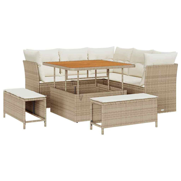 Havesofa Sæt 8 stk. 5-Antal sæder Beige og creme polyrattan
