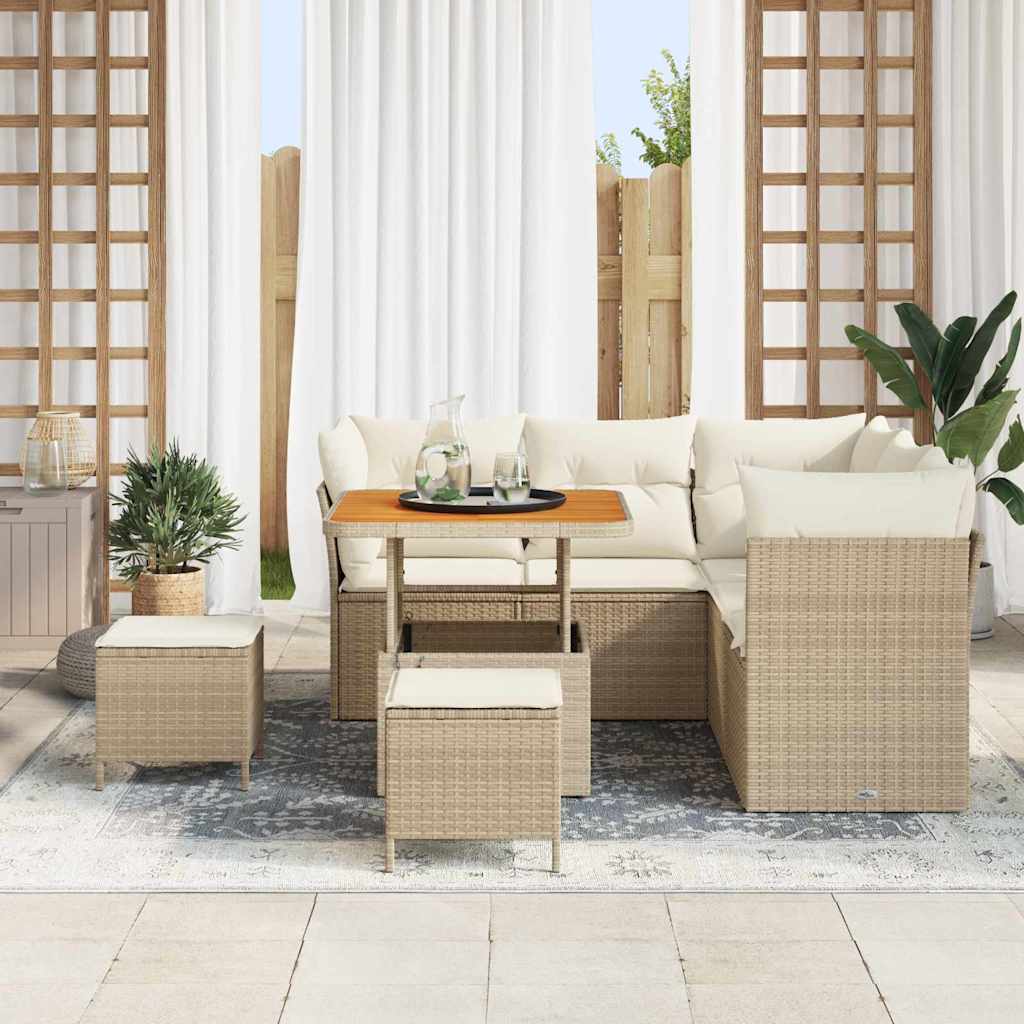 Havesofa Sæt 8 stk. 5-Antal sæder Beige og creme polyrattan