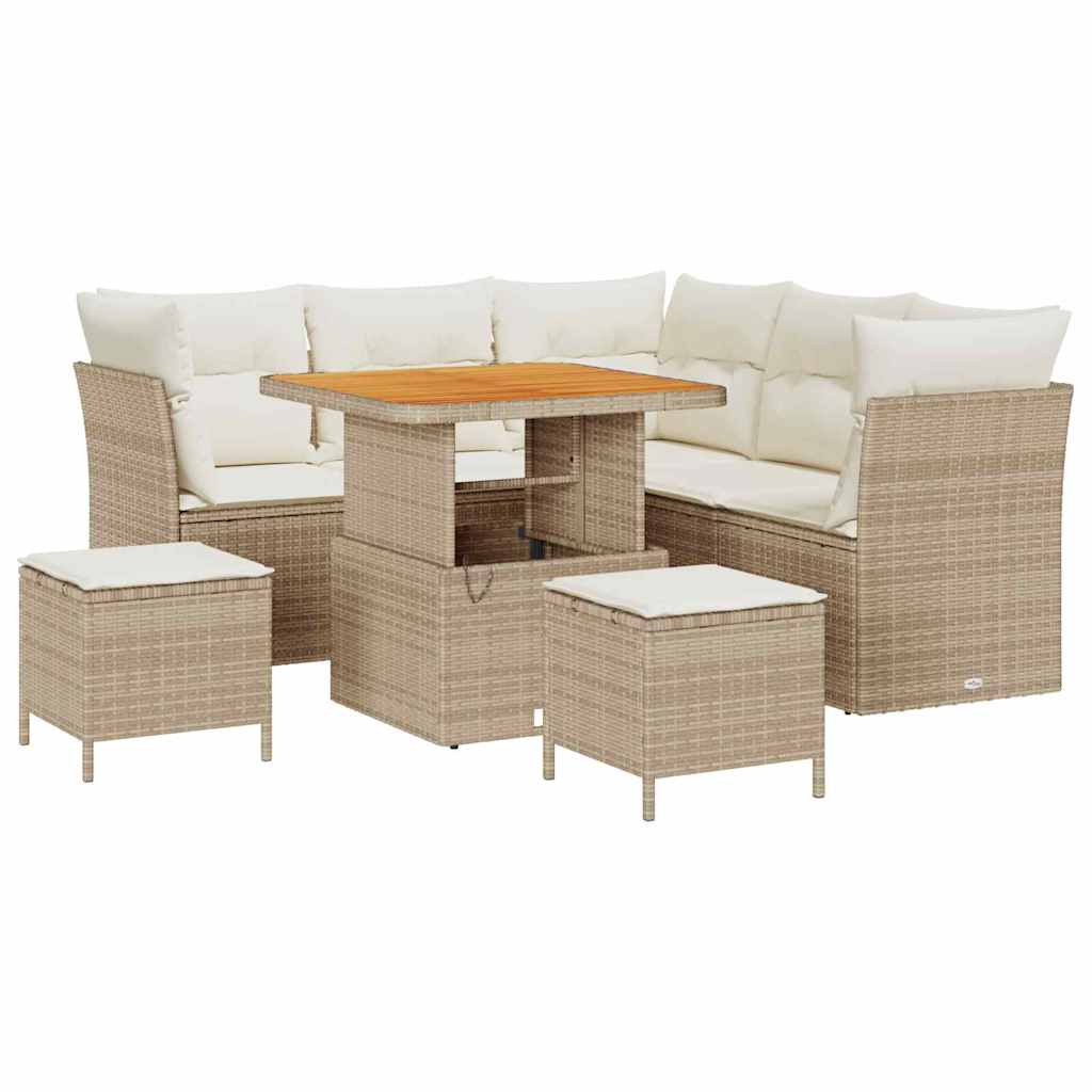 Havesofa Sæt 8 stk. 5-Antal sæder Beige og creme polyrattan