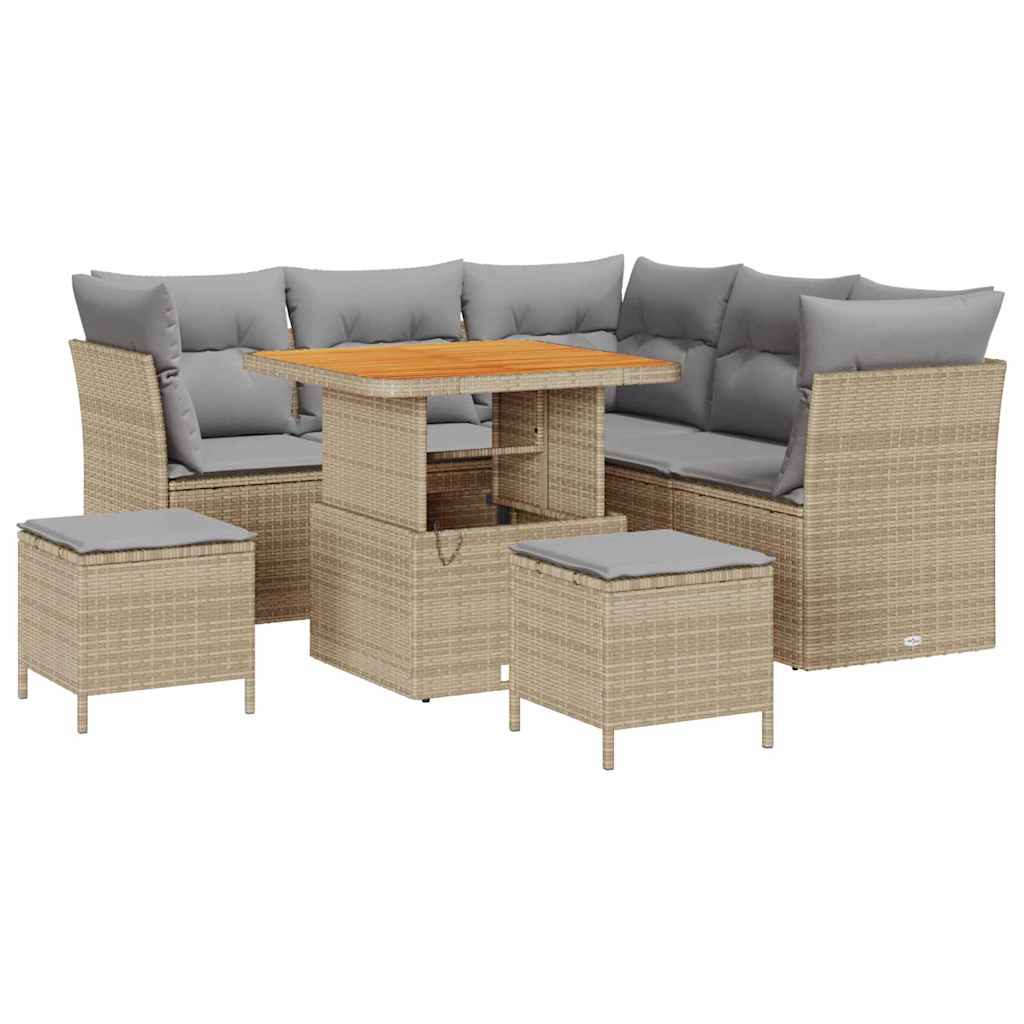Havesofa Sæt 8 stk. 5-Antal sæder Beige og lys grå polyrattan