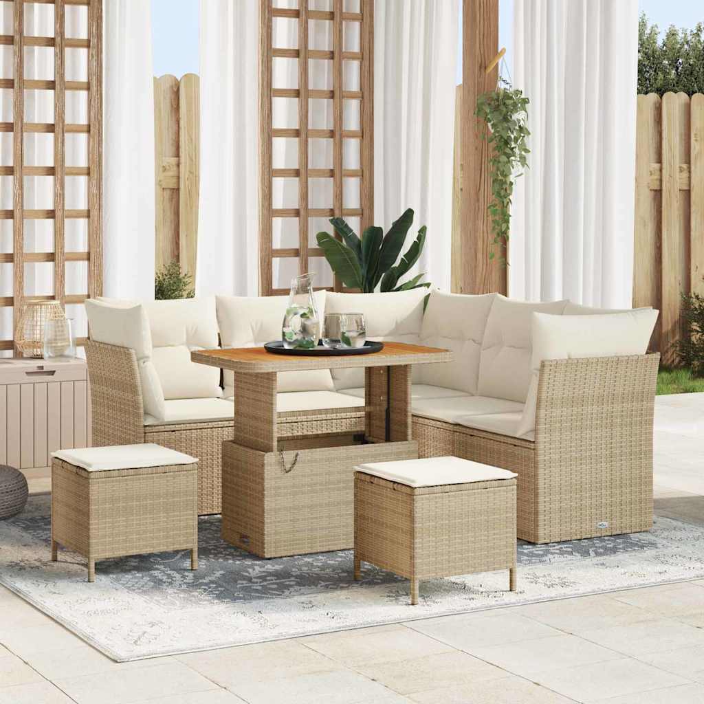 Havesofa Sæt 8 stk. 5-Antal sæder Beige og creme polyrattan